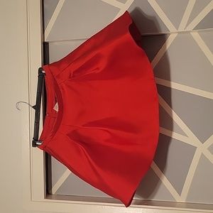 Red High waistline pleaded skirt